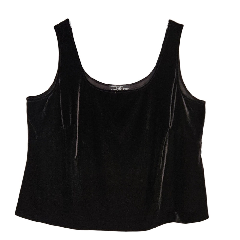Alex Evenings Women's Black Velvet Tank Top 2X Sleeveless Scoop Romantic Goth